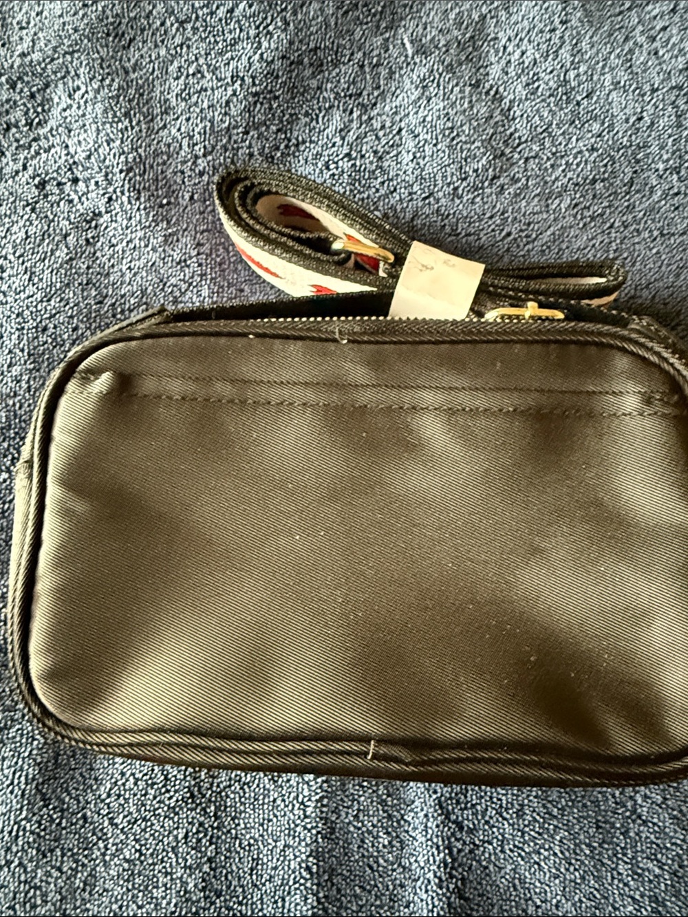 Brighton Black LOVE Nylon Crossbody Belt Bag with Striped Strap - Picture 3 of 5